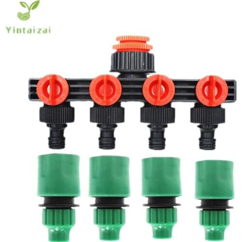 1/2" 3/4" 1" Hose Splitters Irrigation Adapter 4-way Water Distributor Thread Tap Connector Hose End Connector