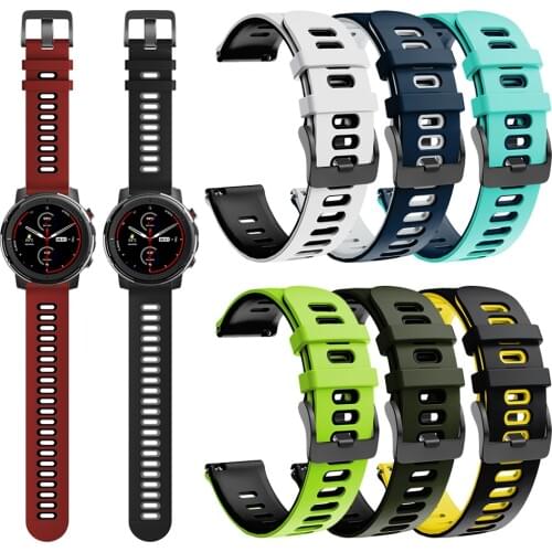 Watchband Strap For Huami Amazfit Stratos 3 Silicone Wrist Band Smartwatch Replaceable accessories Bracelet (Black buckle)