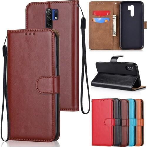 Luxury Pu Leather Case for Xiaomi Redmi 9 6.53'' Redmi9 prime Funda Cards Wallet Stand Holder Book Style Phone Cover with Strap