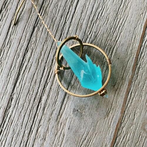 Newcosmile Final Fantasy XIV FF14 Earrings Pendant Blue crystal Daily Creative Gift new hot