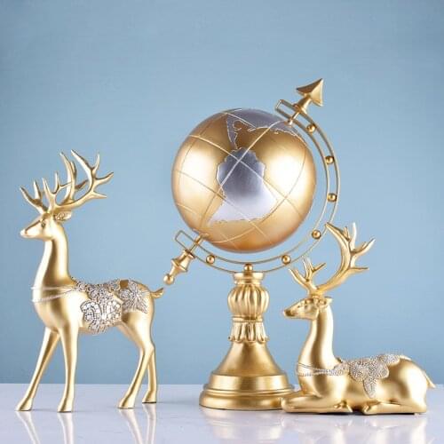 Nordic Fengshui Resin Deer Rabbit Gold Sculptures Accessories Home Livingroom Desk Figurines Crafts Decoration Art Wedding Gifts