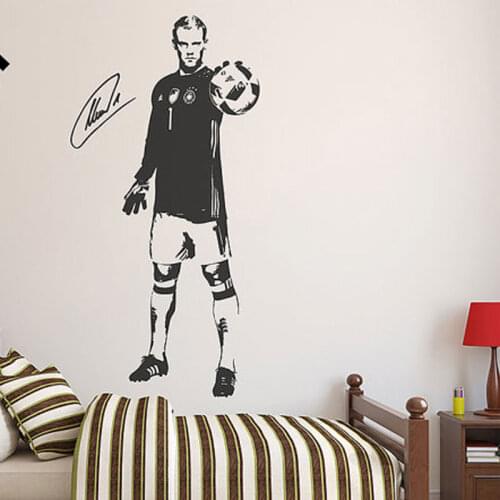 Sports Theme Wall Decals Football Star Manuel Neuer Stickers For Children`s Room And School with Eco-friendly Removable Adhesive