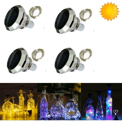 2M 20 LEDs Solar Wine Bottle Lights Solar String Fairy Light Outdoor Waterproof Solar Diamond Cork Lights Home Decor