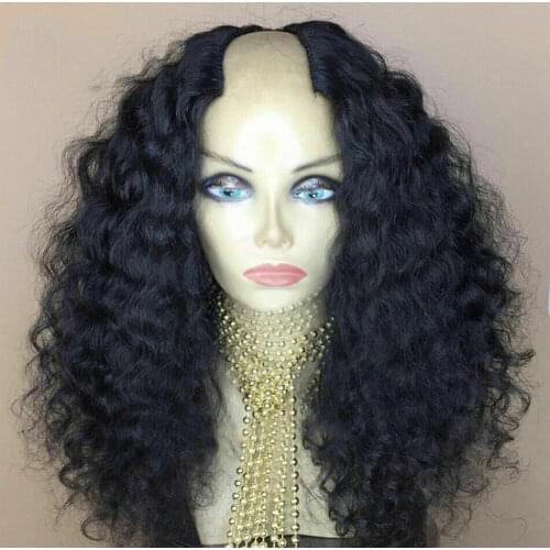 180% Density Curly Human Hair U Part Wig 1.5x4inch U Open Size Curly Remy Brazilian U Part Human Hair Wigs For Black Women