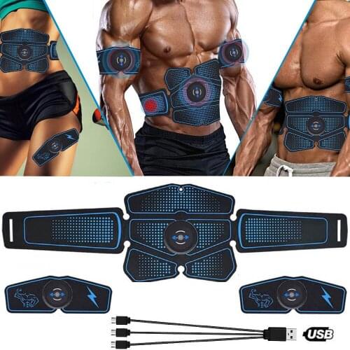 Home Gym EMS Abdominal Muscle Trainer Fitness Equipment Exercise Stimulator Device Machine Body Slimming Burning USB Charging