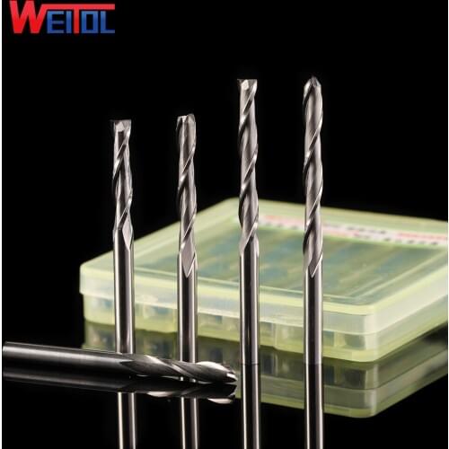 Weitol 1pcs N 3.175 mm two flutes spiral bit 2 flute end mill cutter CNC engraving machine tool for wood