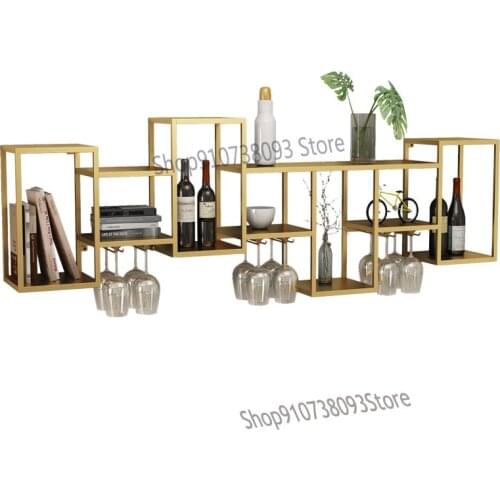 Nordic Iron Wine Rack Wall Mounted Shelf Creative Decoration Restaurant Wine Cabinet Wine Glass Rack Hanging Display Rack