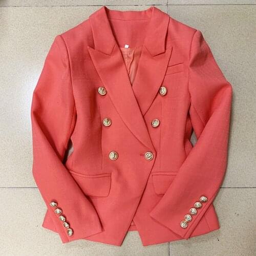 EXCELLENT QUALITY 2021 New Fashion Designer Blazer Womens Classic Lion Buttons Slim Fitting Textured Blazer Jacket