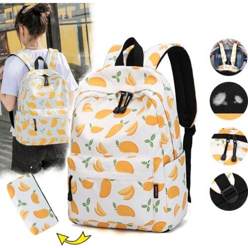 2021 Womens Backpack School Backpack Summer Waterproof Fresh Fruit Pattern Fashion Travel Bags Computer Bag