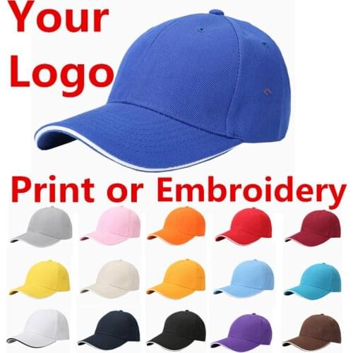 1 Pcs Custom Cotton Baseball Cap Print Logo Text Photo Embroidery Gorra Casual Solid Hats Snapback Caps For Men Women