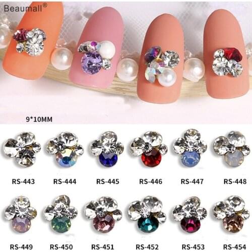 10pcs/lot, 3d Nail Art Elegant Designs Stacked Colorful Crystal Rhinestones For Nail Tips Beauty