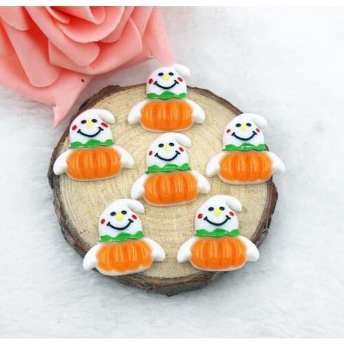 10pcs/lot flat back resin Halloween ghost with pumpkin cabochons accessories about 25mm