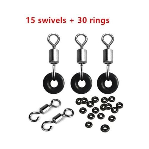 15+30 Hard Brass Alloy Opening Swivel Pin Solid Connector Rings O Shaped Ring Tippet Connect Rubber Ring