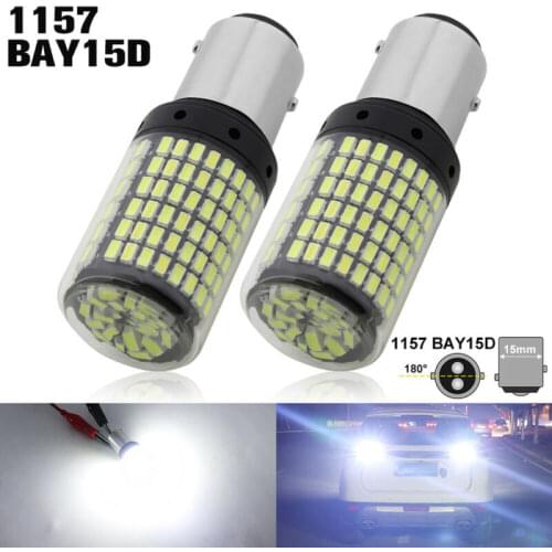 2pcs Car 1157 BAY15D LED Lights Canbus 144SMD 20W Brake Reverse Lamp Tail Light Bulb White Accessories For BMW Golf Tesla Passat