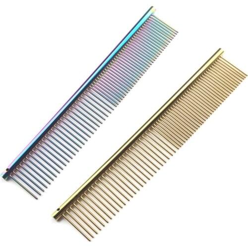 2PCS Pet Combs Stainless Steel Electroplate Cat Knot Brush Hair Combs For Dogs Long Thick Hair Fur Removal Brush Pet Product