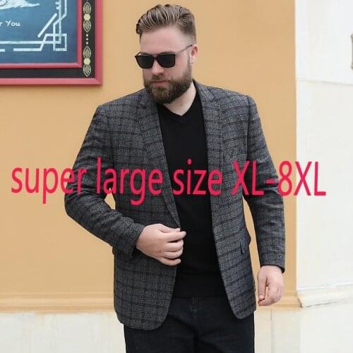 2020 New Arrival Fashion Super Large Men Single Breasted Casual High Quality Grid Blazers Men Suits Plus Size XL-4XL5XL6XL7XL8XL