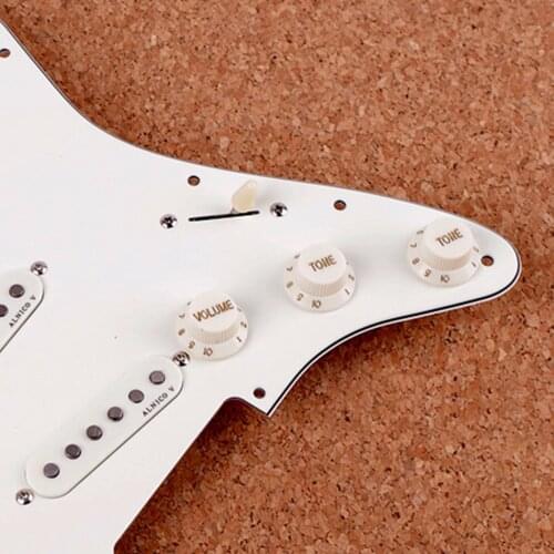 3Ply 11 Hole White SSS Guitar Pickguard Back Plate Pickups Knobs Switch