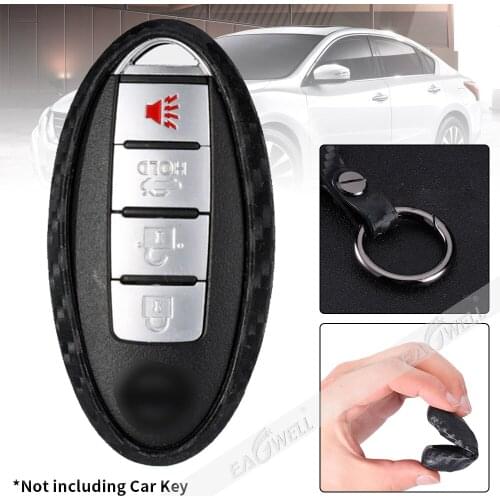 4 Buttons Carbon Silicone Car Key Case Cover Keyless Remote Fob Shell Skin Holder + Key buckle For Nissan 370Z Altima Cube GT-R