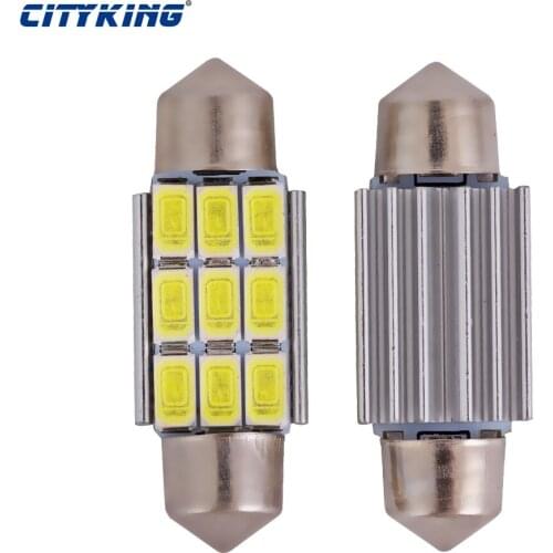 50PCS/Lot festoon 36mm 39mm 42mm 9smd LED 5630 5730 festoon SMD 9LED Canbus Error Free LED Dome Light Bulb White Festoon Light