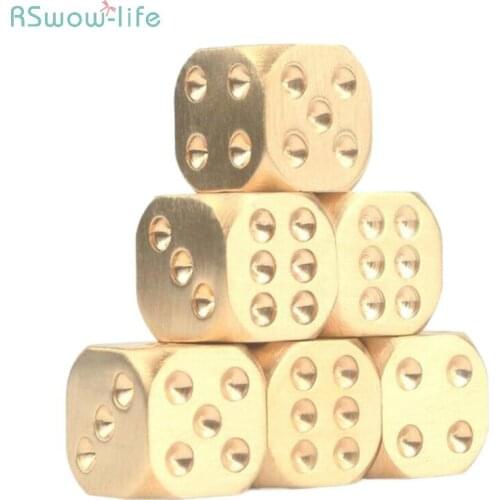 6Pcs Dice Pure Copper Metal Solid Chrome Hand-Polished Bar Supplies Creative Mahjong Sieve Creative Decorations Entertainment