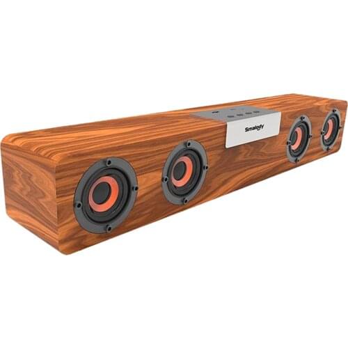 Wireless 20w Wooden Soundbar 4 speakers Bass Enhancement for Home Office