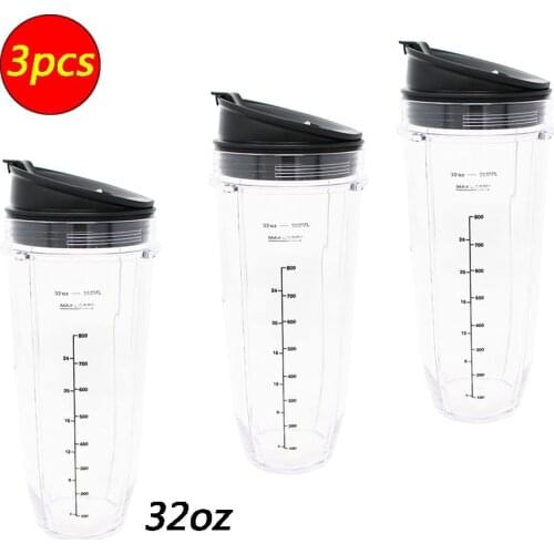3 pcs Nutri Ninja 32-Ounce Cup with Sip N Seal Lidsfor Blenders Durable Good Seal Ring Keep Fresh Sport Plastic Bottle Parts