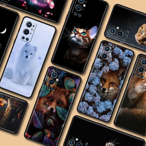 Animal Fox Cat Case for Oneplus 8T 8 7 Pro Nord N10 5G N100 7T 9 Pro 9R Z Cell Phone Bag 1+ Black Soft Protector