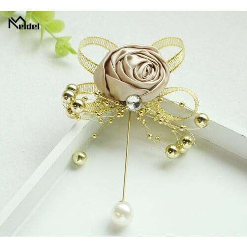 Meldel Groom Boutonniere Flower Mens Corsage Brooch Fake Pearl Girl Corsage Wedding Planner Supplies Prom Party Meeting Decor