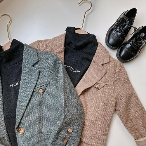 Childrens Suit Jacket 2020 Autumn Winter New Boys Fashion Jackets Korean Wool Solid Suit Coat for Baby Boy 2-8 Y Kids Clothing