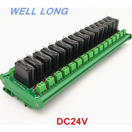 DIN Rail Mount 16 DPDT 5A Power Relay Interface Module, JW2SN-DC24V Relay