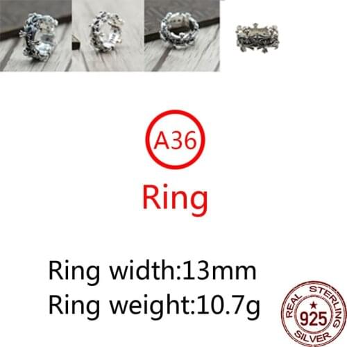 A36 S925 sterling silver ring jewelry retro personality cross around punk fashion style couple shape gift for friends 2020 new