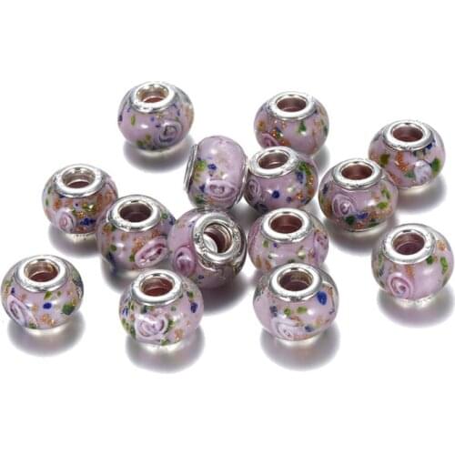 10Pcs Lot Glass Beads Charms Round Rondelle Waist Beads Clip Spacer Charms Fit Pandora Bracelet Necklace Women DIY Jewelry Beads