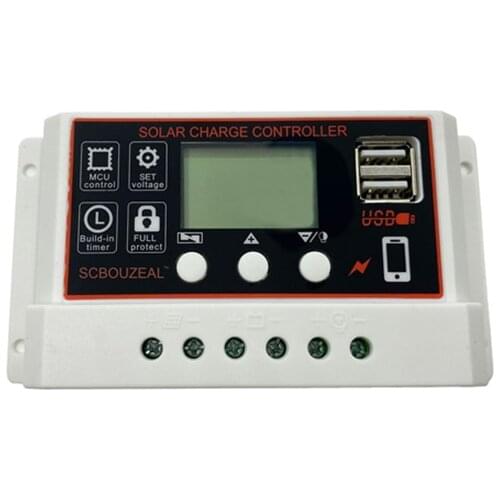 SCBOUZEAL solar controller 12V24V 10A 20A solar charge controller with USB LCD solar battery controller