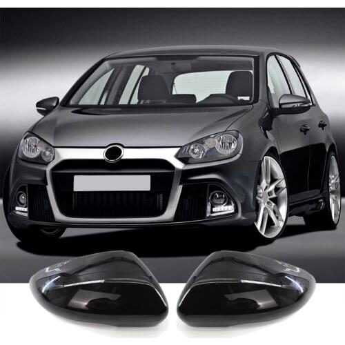 Rearview Mirror Cover Caps Gloss Carbon Black For Volkswagen Golf 6 MK6 R VI GTI R Line R20 5K0857537 5K0857538 Car Accessories