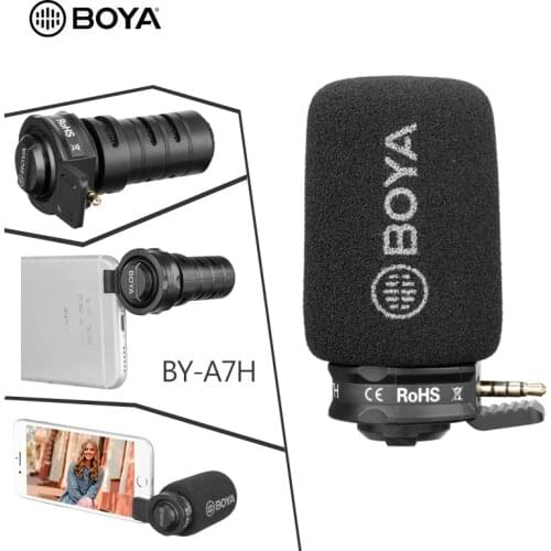 BOYA BY-A7H Video Vlogging Recording Mic 3.5mm Plug-in Microphone Port Mobile Phone Record For Huawei Android For iphone IOS