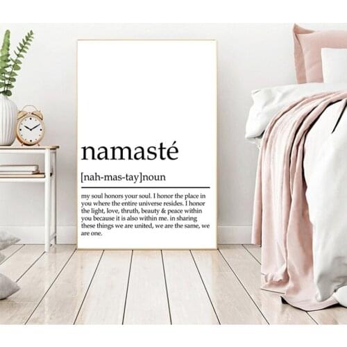 Picture Minimalist Poster Home Room Wall Decor Namaste Definition Print Zen Yoga Wall Art Canvas Painting Black and White