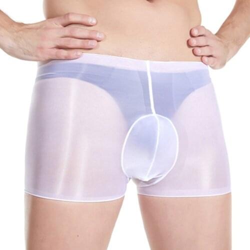 Briefs* Item Description:Men Oil Shiny See Through Underwear Glossy Shorts Elastic Boxer Briefs Underpant