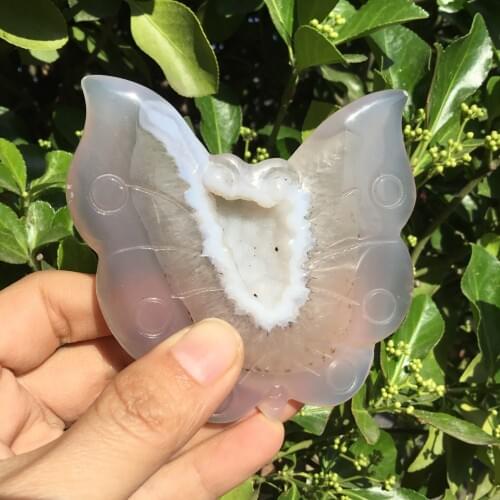 Natural Agate geode stone insect Figurines Carved beautiful crystal Butterfly