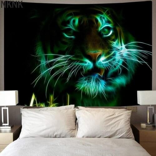 NKNK Psychedelic Tapiz Tiger Wall Tapestry Animal Home Tapestrys Art Rug Wall Wall Hanging Mandala Hippie New