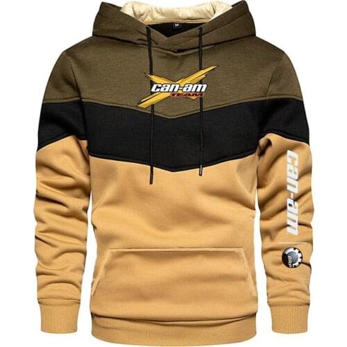 New Spring Autumn Mens Brp Can-am Logo Patchwork Color Pullover Long Sleeve Hoodie Fashion Cotton Hoody Sweatshirt