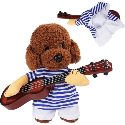 Dog Cosplay Clothes Pet Dress Up Party Clothing Funny Guitar Guitarist Puppy Dressing Costume Cat Photo Prop Perform Clothes