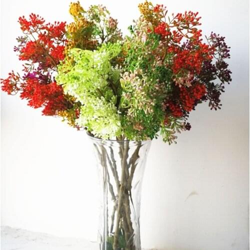 One Fake Milan Flower Fruit Stem Plastic Fruit Branches red/green/yellow/purple/pink for Wedding Centerpieces Decorative Flowers