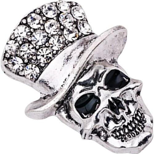 Pirate Skull Head Lapel Pins Crystal Brooches Unisex Collar Pin Punk Jewelry