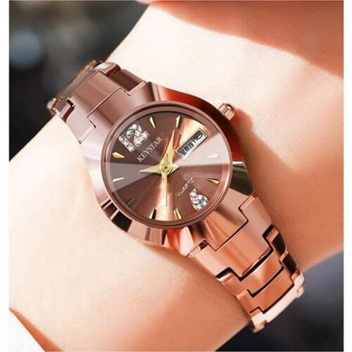 Luxury Womens watch waterproof Casual watch women fashion Rhinestone Dual calendar display Ladies Bracelet watches