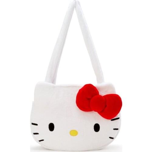 Sanrio Hello Kitty new plush face shoulder bag Melody plush doll large capacity shoulder bag cartoon handbag