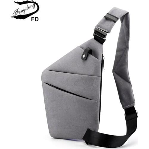 Fengdong male small messenger bag men crossbody bag boy mini waterproof sling chest bag pack shoulder bags for men dropshipping