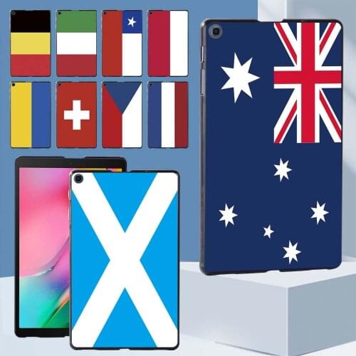 Slim Tablet Hard Back Shell for Samsung Galaxy Tab A 8.0 (2019) T290 T295 Flag Pattern Plastic Durable Cover Case + Free Stylus