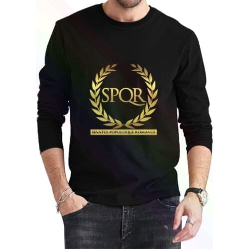 Rome Spqr Emblem Logo Classic Black T-Shirt 2021 Newest Summer Mens Long Sleeve Popular Tees Shirt Tops Novel Unisex