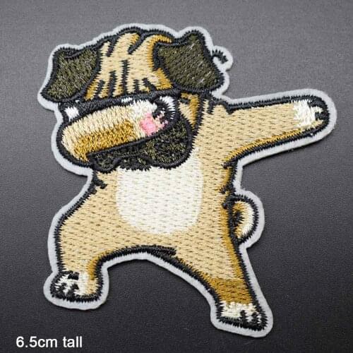 Shy Blinking Dog Iron on Full Embroidered Cloth Patch For Girls Boys Clothes Stickers Apparel Garment Accessories