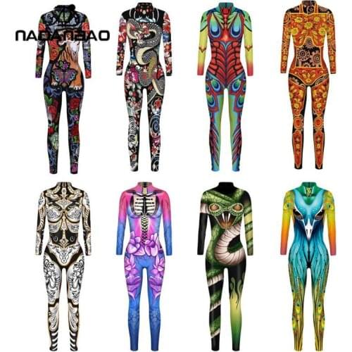 NADANBAO Chinese Style Dragon Totem Rompers Women Cosplay Long Bodywear For Halloween Animal Pattern Fashion Catsuits Jumpsuit